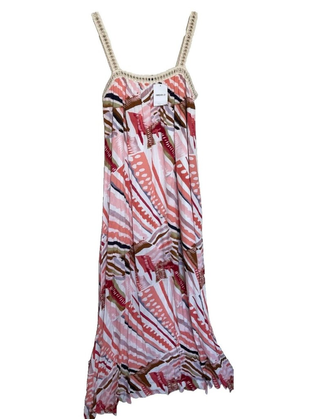 Forever 21 XXI Maxi Dress Womens Size Large Geometric Sleeveless Boho Bohemian